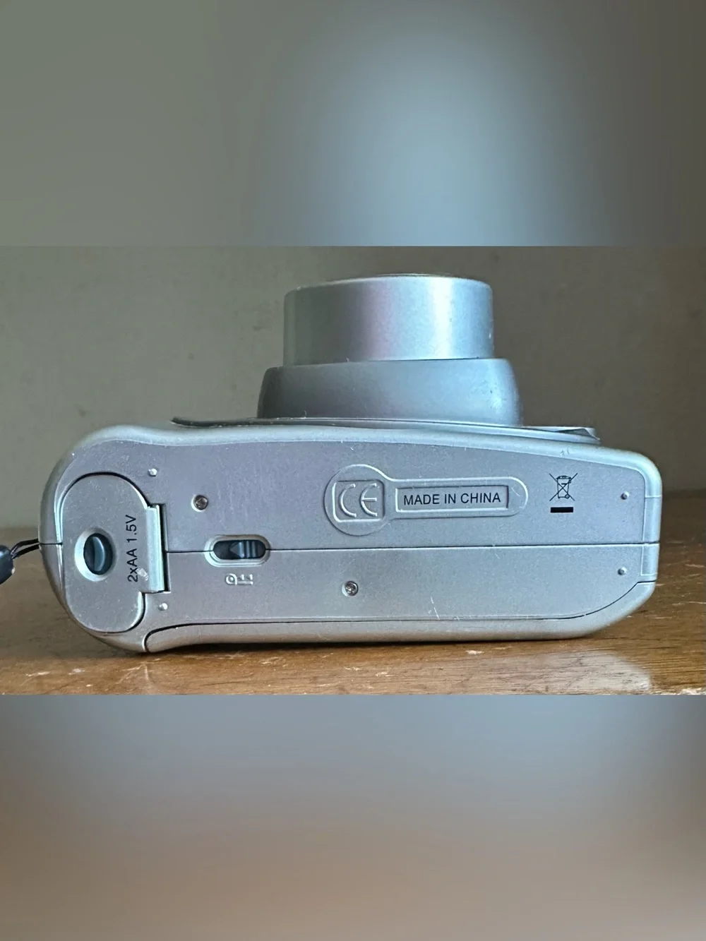 Polaroid Silver Point-and-Shoot Camera with Red-Trim Strap